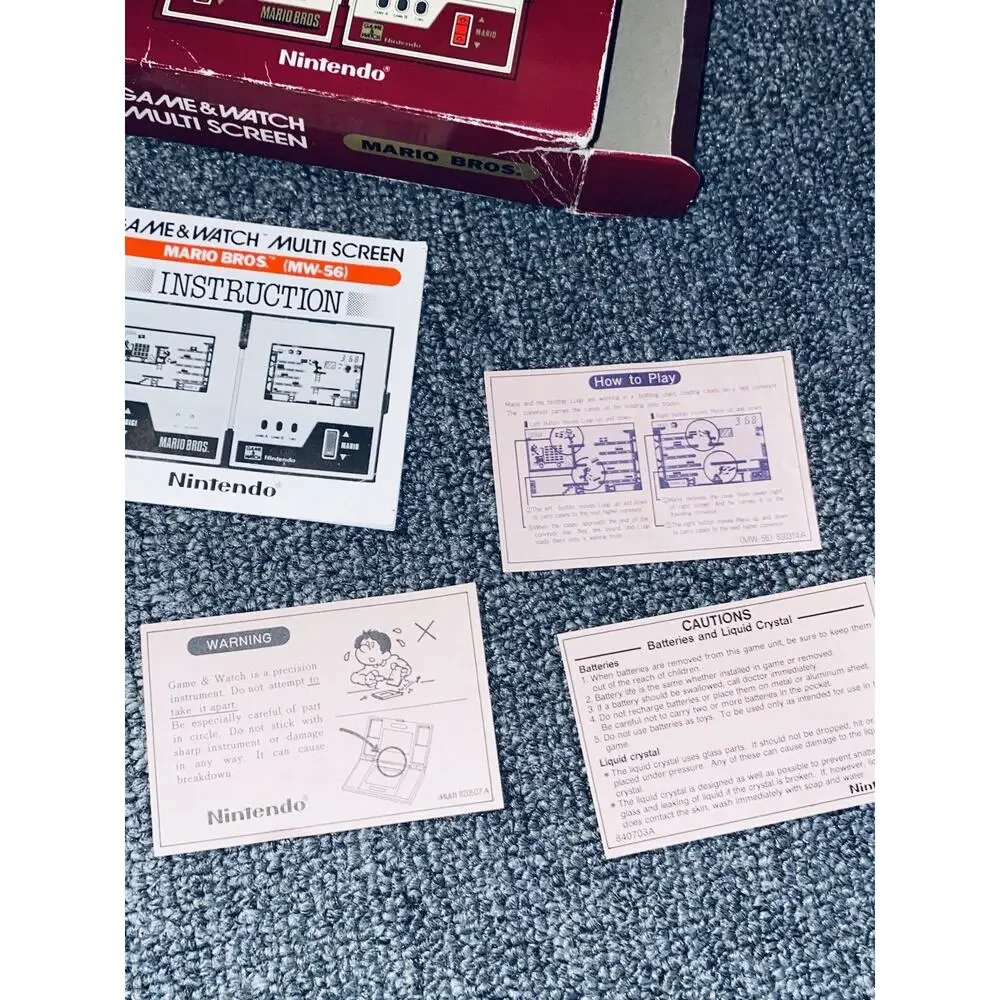 READ Vintage Nintendo Game and Watch Multi Screen Mario Bros. 1983 W/ Box & Ins